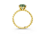 Yellow gold Fancy Green Round  Cut Solitaire Twisted Band with Four-Prong Setting_57