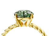 Yellow gold Fancy Green Round  Cut Solitaire Twisted Band with Four-Prong Setting_58