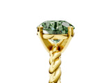 Yellow gold Fancy Green Round  Cut Solitaire Twisted Band with Four-Prong Setting_59