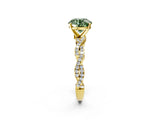Yellow gold Fancy Green Round Cut Solitaire Twisted Pave Band with Four-Prong Setting_5