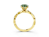 Yellow gold Fancy Green Round Cut Solitaire Twisted Pave Band with Four-Prong Setting_6
