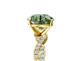 Yellow gold Fancy Green Round Cut Solitaire Twisted Pave Band with Four-Prong Setting_8