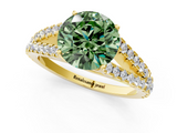 Yellow gold Fancy Green Round  Cut Split Shank Pave Diamond Engagement Ring with Four-Prong Setting_25