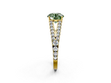 Yellow gold Fancy Green Round  Cut Split Shank Pave Diamond Engagement Ring with Four-Prong Setting_26