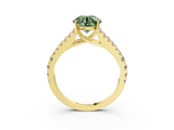 Yellow gold Fancy Green Round  Cut Split Shank Pave Diamond Engagement Ring with Four-Prong Setting_27