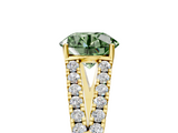 Yellow gold Fancy Green Round  Cut Split Shank Pave Diamond Engagement Ring with Four-Prong Setting_29