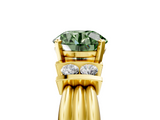 Yellow gold Fancy Green Round  Cut Three-Stone Channel Set Ring with Bar Prongs_76