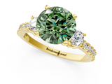 Yellow gold Fancy Green Round  Cut Three-Stone Diamond Pavé Band with Prong Setting_18