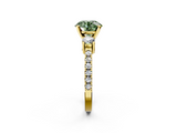 Yellow gold Fancy Green Round  Cut Three-Stone Diamond Pavé Band with Prong Setting_19