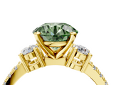Yellow gold Fancy Green Round  Cut Three-Stone Diamond Pavé Band with Prong Setting_21