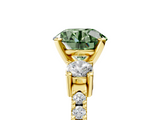 Yellow gold Fancy Green Round  Cut Three-Stone Diamond Pavé Band with Prong Setting_22