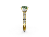 Yellow gold Fancy Green Round  Cut Three-Stone Diamond Pave Band with Prong Setting_40