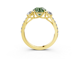 Yellow gold Fancy Green Round  Cut Three-Stone Diamond Pave Band with Prong Setting_41
