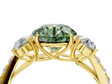 Yellow gold Fancy Green Round  Cut Three-Stone Diamond Pave Band with Prong Setting_42