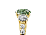 Yellow gold Fancy Green Round  Cut Three-Stone Diamond Pave Band with Prong Setting_43