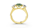 Yellow gold Fancy Green Round Cut Three-Stone Diamond Ring with Prong Setting on a Classic Band_15