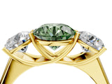 Yellow gold Fancy Green Round Cut Three-Stone Diamond Ring with Prong Setting on a Classic Band_16