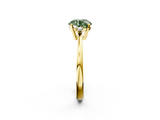 Yellow gold Fancy Green Round  Cut Three-Stone Solitaire Ring with Round Accent Diamonds and Four-Prong Setting_22