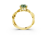Yellow gold Fancy Green Round  Cut Twisted Pavé Band Solitaire Ring with Four-Prong Setting_74