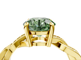 Yellow gold Fancy Green Round  Cut Twisted Pavé Band Solitaire Ring with Four-Prong Setting_75