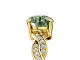 Yellow gold Fancy Green Round  Cut Twisted Pavé Band Solitaire Ring with Four-Prong Setting_76