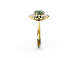 Yellow gold Fancy Green Round  Diamond Cluster Halo Ring with Solitaire Band and Four-Prong Setting_22