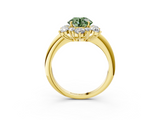 Yellow gold Fancy Green Round  Diamond Cluster Halo Ring with Solitaire Band and Four-Prong Setting_23