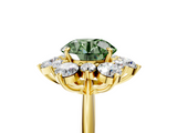 Yellow gold Fancy Green Round  Diamond Cluster Halo Ring with Solitaire Band and Four-Prong Setting_25