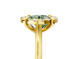 Yellow gold Fancy Green Round  Diamond Cluster Halo Solitaire with Four-Prong Setting_100