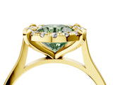 Yellow gold Fancy Green Round  Diamond Cluster Halo Solitaire with Four-Prong Setting_99
