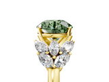 Yellow gold Fancy Green Round  Diamond Cluster Leaf Design Ring with Prong Setting_59