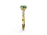 Yellow gold Fancy Green Round  Diamond Cluster Prong-Set Solitaire Ring_45