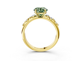 Yellow gold Fancy Green Round  Diamond Cluster Prong-Set Solitaire Ring_46