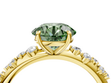 Yellow gold Fancy Green Round  Diamond Cluster Prong-Set Solitaire Ring_47