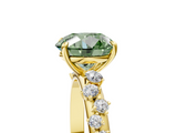 Yellow gold Fancy Green Round  Diamond Cluster Prong-Set Solitaire Ring_48