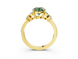 Yellow gold Fancy Green Round  Diamond Floral Cluster Ring with Solitaire Band and Prong Setting_33