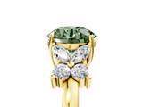 Yellow gold Fancy Green Round  Diamond Floral Cluster Ring with Solitaire Band and Prong Setting_35