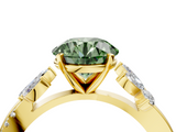 Yellow gold Fancy Green Round  Diamond Floral Vine Solitaire Engagement Ring_7
