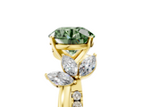 Yellow gold Fancy Green Round  Diamond Floral Vine Solitaire Engagement Ring_8