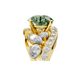 Yellow gold Fancy Green Round  Diamond Halo Ring with Marquise and Pavé Band in Prong Setting_73
