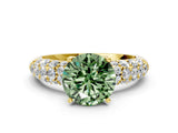Yellow gold Fancy Green Round  Diamond Pavé Band Solitaire Ring with Four-Prong Setting_49