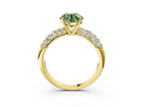 Yellow gold Fancy Green Round  Diamond Pavé Band Solitaire Ring with Four-Prong Setting_52