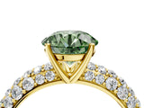Yellow gold Fancy Green Round  Diamond Pavé Band Solitaire Ring with Four-Prong Setting_53