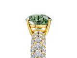 Yellow gold Fancy Green Round  Diamond Pavé Band Solitaire Ring with Four-Prong Setting_54