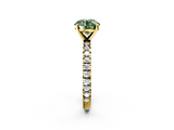 Yellow gold Fancy Green Round  Diamond Pavé Band Solitaire with Four-Prong Setting_203