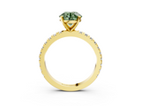 Yellow gold Fancy Green Round  Diamond Pavé Band Solitaire with Four-Prong Setting_204