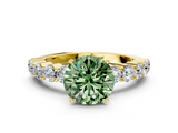 Yellow gold Fancy Green Round  Diamond Pavé Band Solitaire with Four-Prong Setting_3