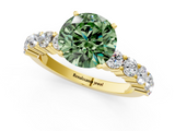 Yellow gold Fancy Green Round  Diamond Pavé Band Solitaire with Four-Prong Setting_4