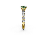 Yellow gold Fancy Green Round  Diamond Pavé Band Solitaire with Four-Prong Setting_5