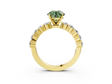 Yellow gold Fancy Green Round  Diamond Pavé Band Solitaire with Four-Prong Setting_6